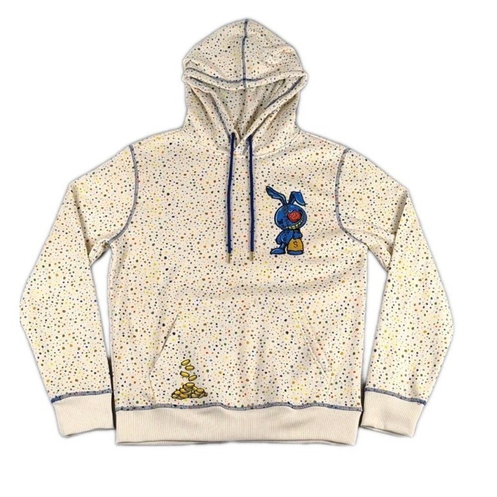 Huge Fashion Exchange Savage Logo Bunny Pullover Hoodie Mens M Embroidered AOP